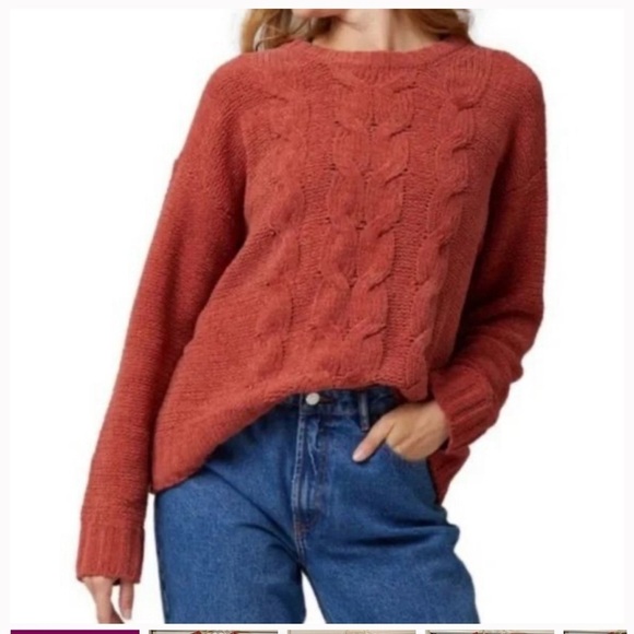 American Eagle Chunky Chenille Cable Knit Cozy Crew Sweater Size L - Picture 1 of 4
